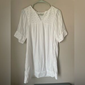 Boden White Cotton Gauze Material Eyelet Midi Dress Size 8